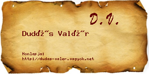Dudás Valér névjegykártya